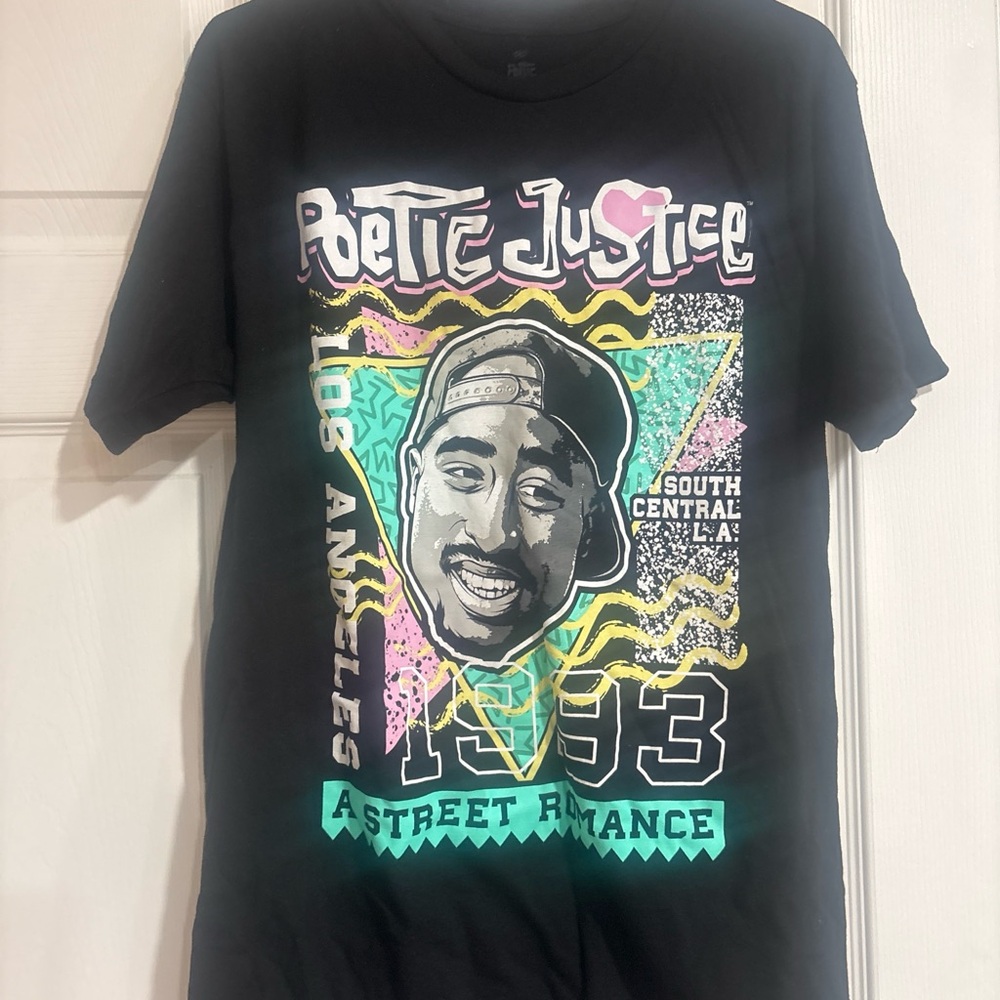 Justice Black Tee with Graphic Design